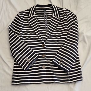 Land's End Black and white striped light weight jacket, Size S 6-8